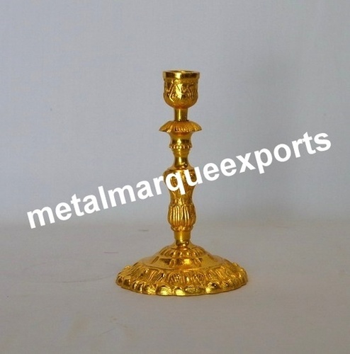 Aluminum Gold Plated Embossed Candle Holder