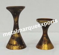 Brass Antique Pillar Candle Holder - Small 5" & Large 7" | Sustainable Metal Home Decor In Elegant Gold Finish