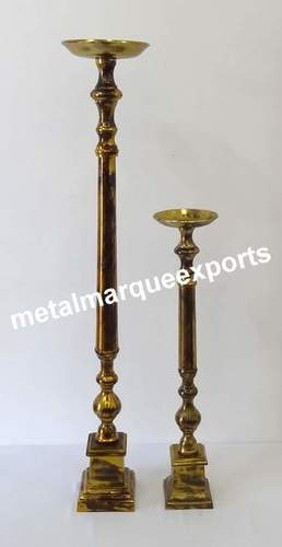 Aluminum Brass Antique Pillar Candle Holder Application: Home Decoration