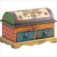 Wooden Handicraft Small Box With Storage And Two Drawers Hand Made