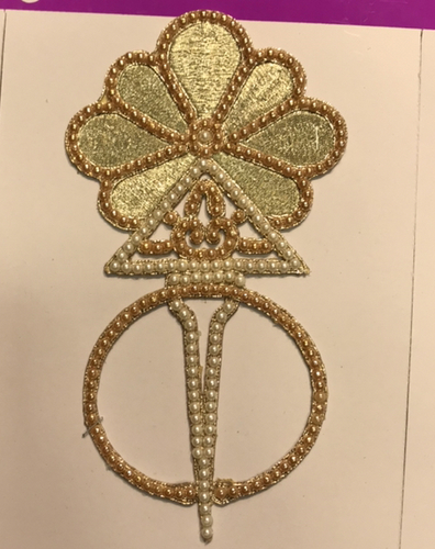 Embroidery Patches - Cotton and Polyester Blend, Enhanced with Stones and Jari Work