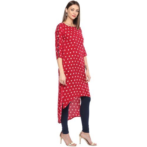 Remtex Women Straight Kurti Red