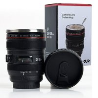 Camera Lens Shaped Coffee Mug/Insulated Travel Mug with 2 Lids