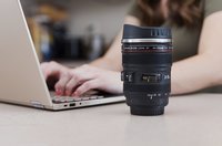Camera Lens Shaped Coffee Mug/Insulated Travel Mug with 2 Lids