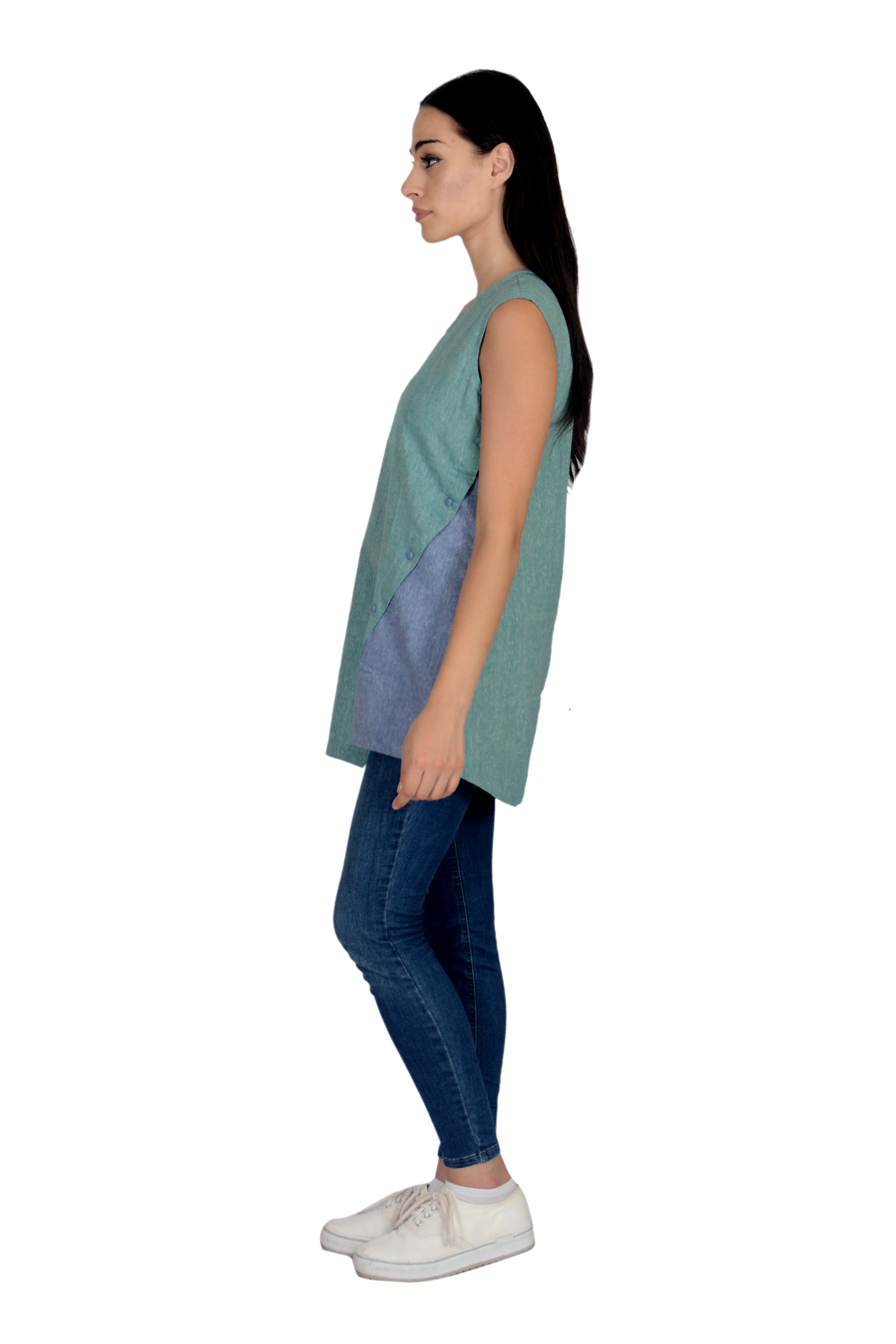 Remtex Women Cotton Casual Turquoise Blue