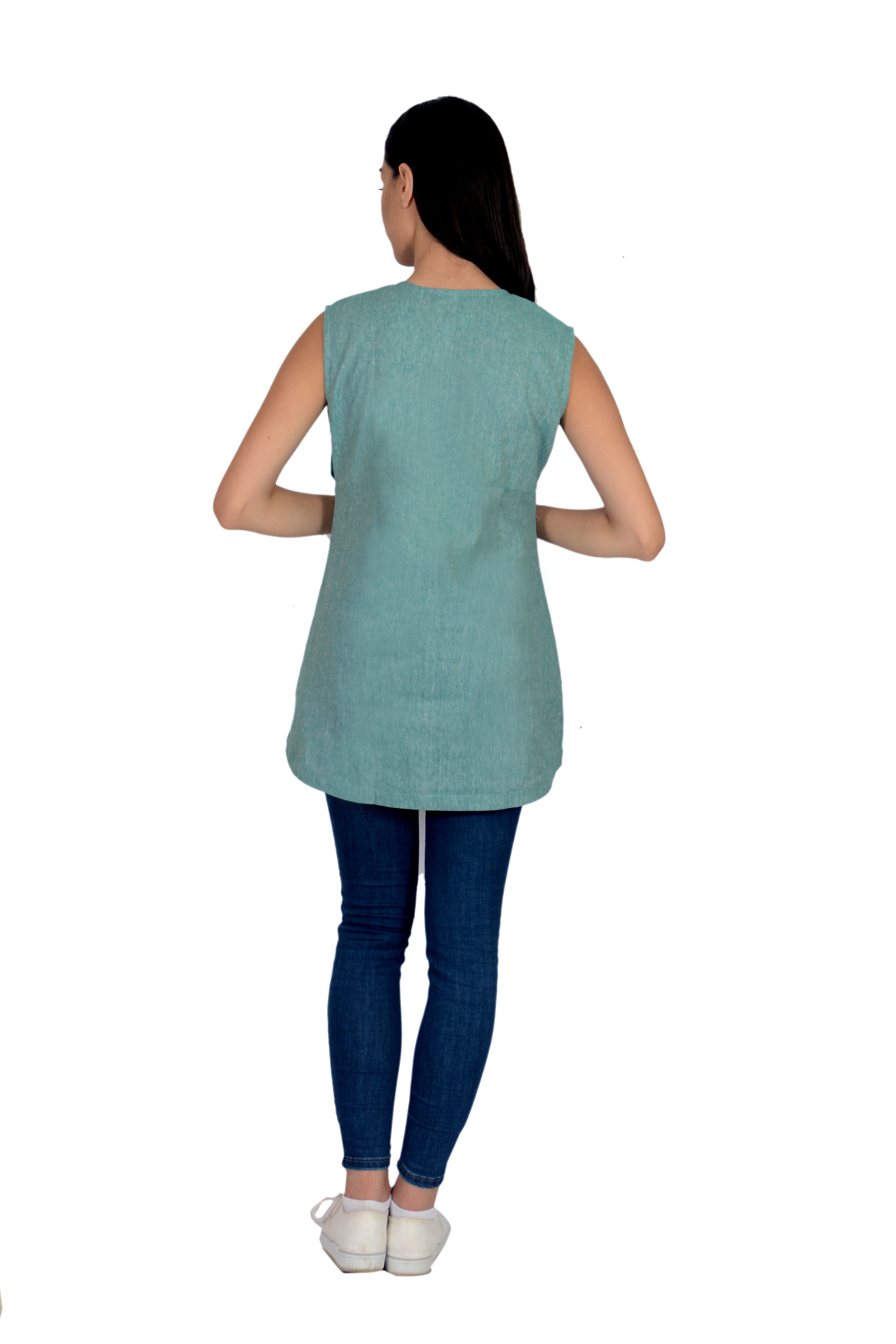 Remtex Women Cotton Casual Turquoise Blue
