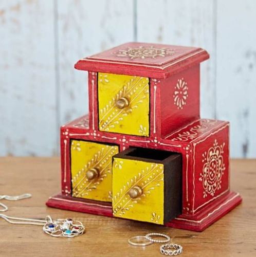 Small wooden Jewelry box 3 Drawers