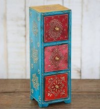 Small wooden Jewelry box 3 Vertical  Drawers