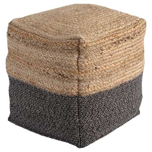 Natural And Black Jute Pouf