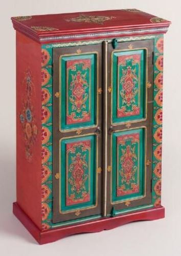 Wooden Storage Cabinet Hand Painted 2 doors