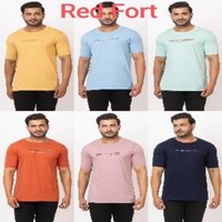 Round Neck T Shirt - Cotton Blend, Available In Sizes S To Xxxl, 12 Colors With Red Fort Print | Breathable, Casual Style For Summer