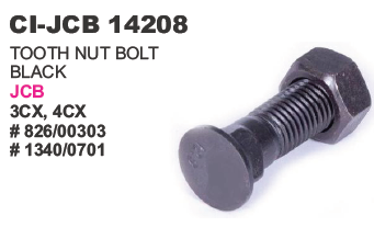 Tooth Nut Bolt Black JCB