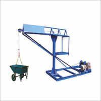 Monkey Lift With Two Wheel Barrow - Heavy Duty Steel, 10x5 Ft, Red, 500 Kg Capacity, 360 Degree Movement, 70 Mtr Lifting Height, 600 Kg Weight, 7.5 Hp Electric Motor