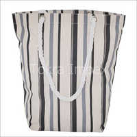 Allover Stripe Print 12 Oz Natural Canvas Tote Bag with Twisted rope Handle