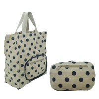 Jute Folding Bags Cum Purse - Non Laminated Jute Fabric, 40 Cm H X 35 Cm W X 15 Cm Gusset, Multicolor Options | Eco-friendly, Reusable, Customizable With Long Service Life