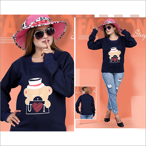 Ladies Round Neck Sweatshirt - Casual Wear, Full Sleeves | Washable for All Season Comfort