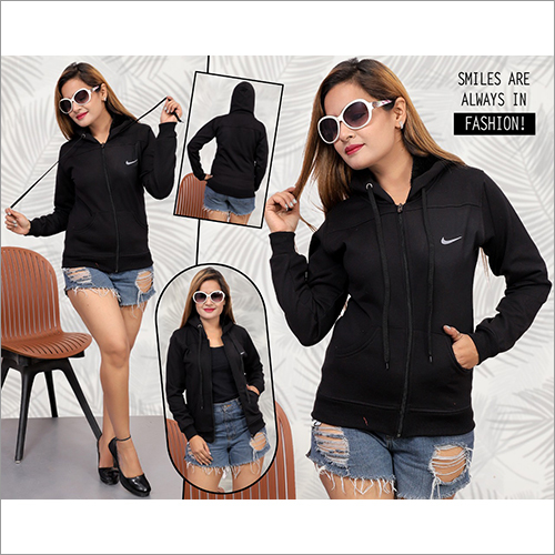 Ladies Stylish Hoodies Sweatshirt - Cotton Blend Size: S M L XL | Washable Plain Pattern Perfect for Winter Wear