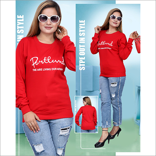 Ladies Full Sleeve Sweatshirt - Cotton Blend, Winter Wear | Washable Fabric, Comfort Fit, Versatile Design for Cozy Outfits