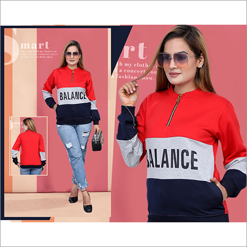 Ladies Round Neck Full Sleeve Sweatshirt - Cotton Blend, Winter Season | Washable Fabric, Full Sleeve Design for Comfort and Warmth