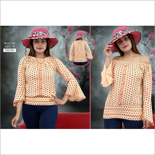 Ladies Off Shoulder Top - Cotton Blend , Available in Different Colors, Printed Pattern, All Sizes for Summer Wear