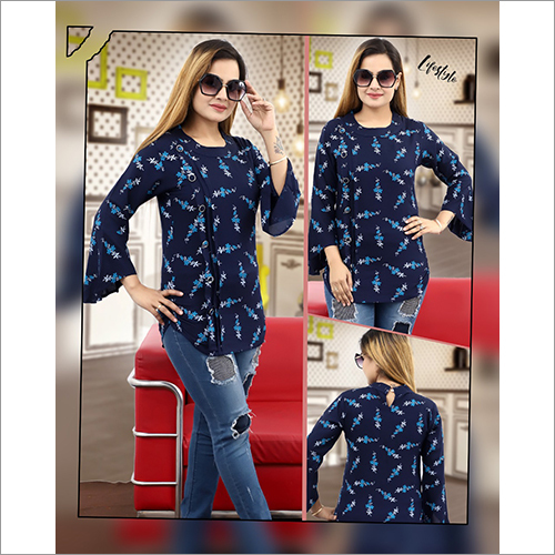 Ladies Full Sleeve Top - Cotton Blend, All Size | Available in Different Colors, Printed Pattern for Summer Style