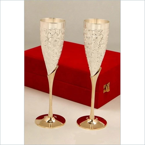 Antique Brass Glass Set