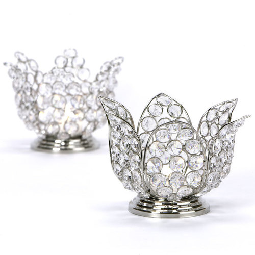 Crystal Beaded Lotus candle holder