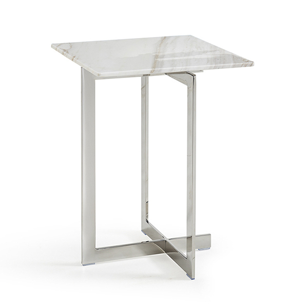 Side Table - Stainless Steel Base, Marble Top 18x18x20 in | Stylish Design, Durable, Easy Assembly