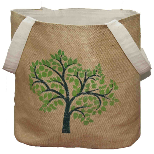 Jute Grocery Bag - Natural Jute With Inside Cotton Lining, 12x12x4 inches, Natural Color, Long Service Life, Customized Design Available