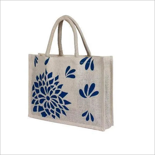 Jute Printed Bag - 12" x 10" x 4" , Multicolor Design, Long Service Life, 3kg Capacity, Perfect for Shopping