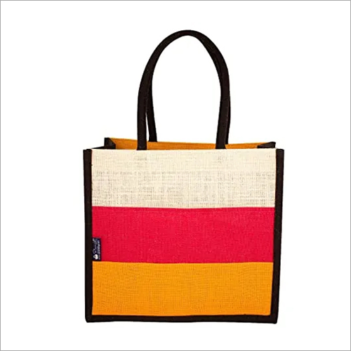 Jute Tote Bag - 20x15x6 Inches, Natural And White Color With Eco-Friendly Dyes, Durable Cotton Strap, Zipper Closure And Inner Pocket, Ideal For Shopping