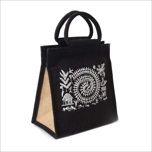 Jute Designer Bag - Jute Material, Custom Sizes Available, Black and White Colors | Personalized Design, Logo Options, Printed Pattern for Shopping Use