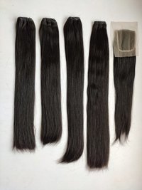 Remy Pure Natural Straight Double Drawn Bundle With closure