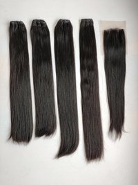 Remy Pure Natural Straight Double Drawn Bundle With closure