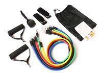 Kd Resistance Band Set - Durable Rubber Latex, 150 Lbs Multi-color | 5 Levels, Foam Handles, Ankle Straps, Door Anchor, Carry Bag