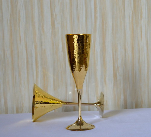 Brass Hammered Wine Goblet