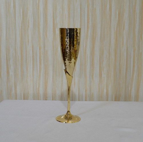 Gold Brass Hammered Nickel Plated Wine Goblet