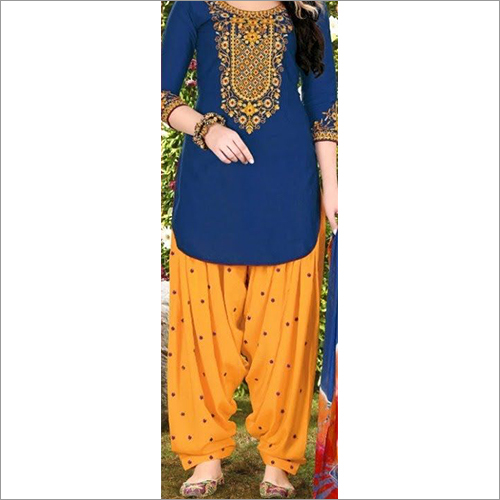 Embroidered Neck Patiala Suit