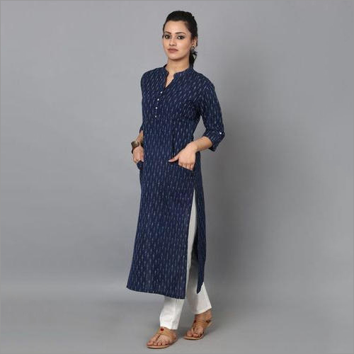 Indigo Straight Cotton Designer Kurti