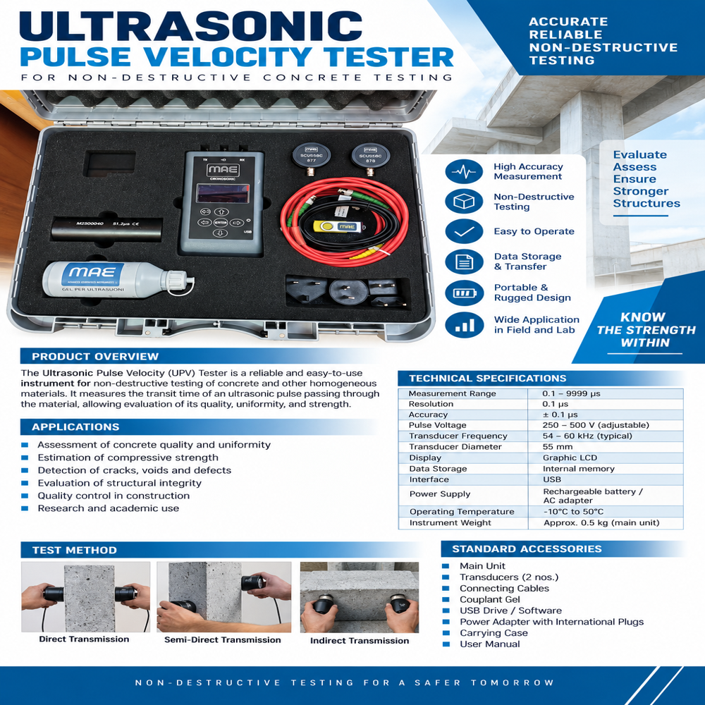 Ultrasonic Pulse Velocity Tester - Usage: Testing