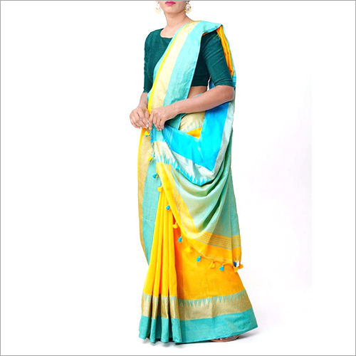 Ladies Khadi Cotton Bagompuri Saree - Multicolor Casual Wear | Perfect for All Seasons: Rainy, Spring, Summer, Winter