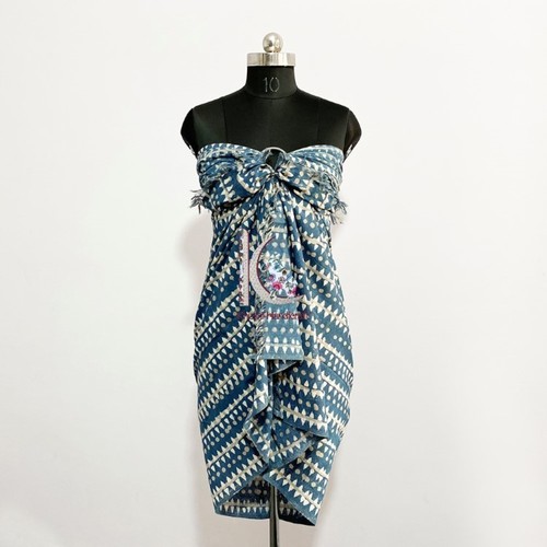 Blue New Design Beach Dress Pareo Printed Kaftan