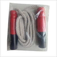 Jump Rope - Cotton Material, 8 Feet Length | Red Plastic Handle, 1 Inch Diameter, 0.25 Inch Rope Thickness