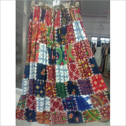 Available In Different Color Cotton Patch Skirt
