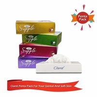 Claret Penta Pack Supple 4 In 1 Facial Tissue Box With Small Facial Tissue Dispenser