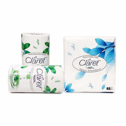 Claret 3 In 1 Value Pack Of 40x40cm Paper Napkins With Kitchen Towel 2 Rolls - 4 Ply By PARAMOUNT UNIVERSAL PVT. LTD.