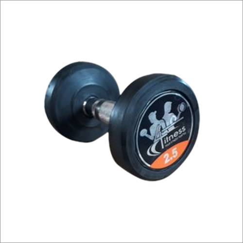 Rubber Dumbbell - Rubber Head 2.5 Feet Length | Straight Handle Manual Operation Designed for Muscle Gain and Strength Training