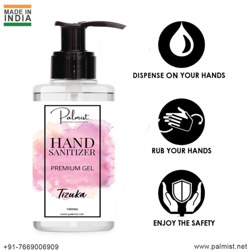 Palmist Hand Sanitizer 1 Litre - Ethanol Alcohol 70%, Transparent, 1000mL | Kills 99.99% Germs, Includes Tizuka, Signature & Brace Fragrances