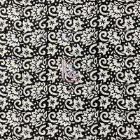 Beautiful Hand Block Print Fabric Black Floral Print Indian Fabric For Western Dress