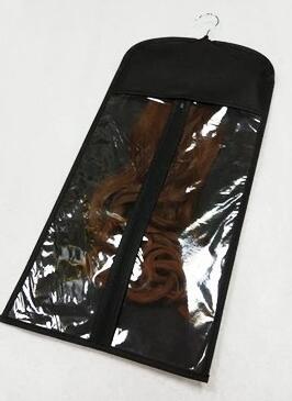 Customized Hot Pvc Nonwoven Black Colour Wig Storage Bags With Hanger